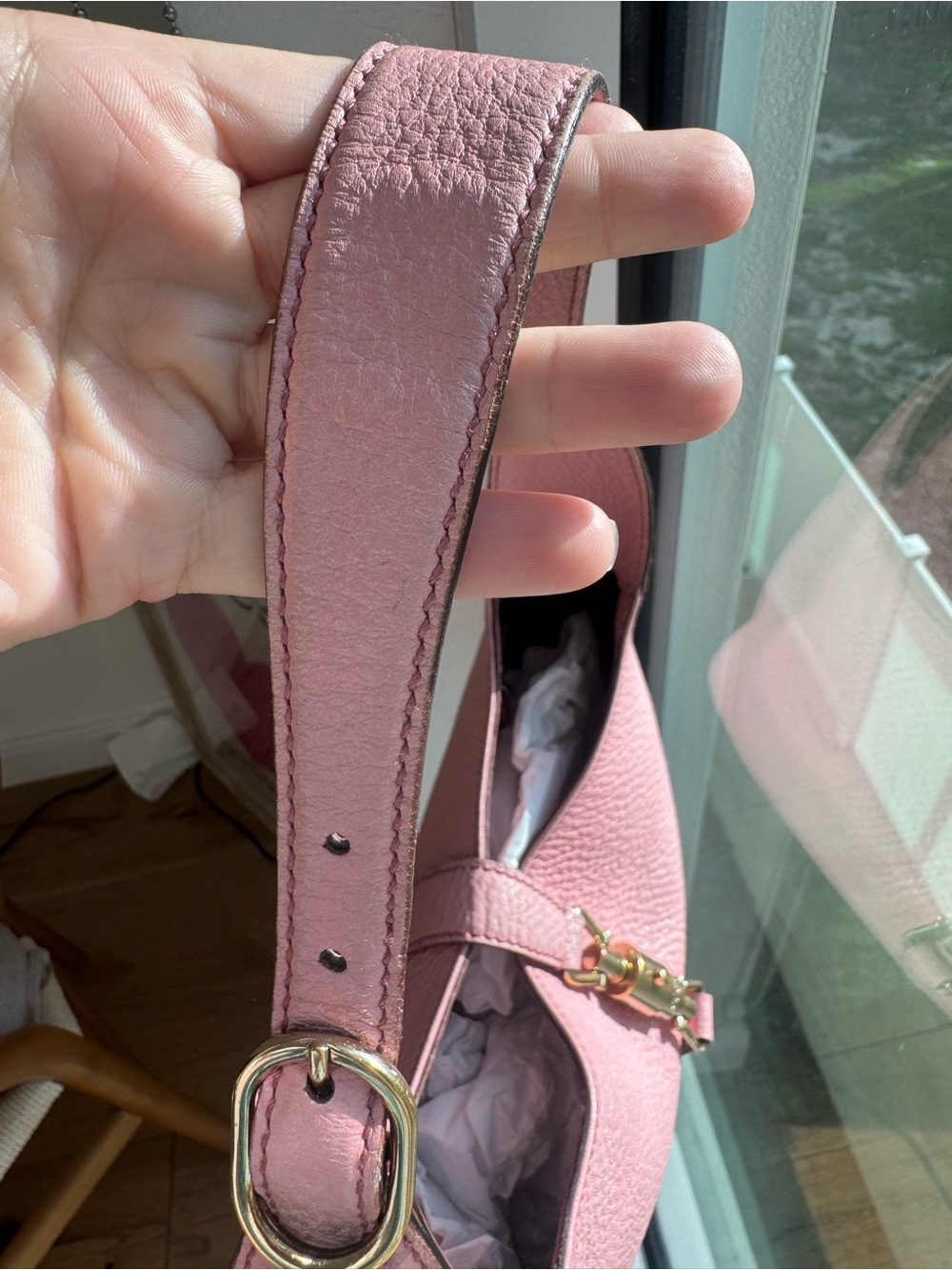 Gucci Jackie Hobo Shoulder Bag in Rare Pink Pebbled Leather, Authentic - Picture 4 of 11